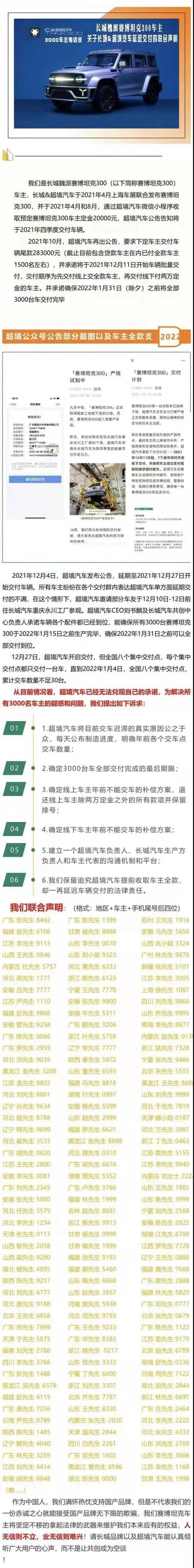 交付日期一拖再拖！赛博坦克300遭3000准车主讨伐