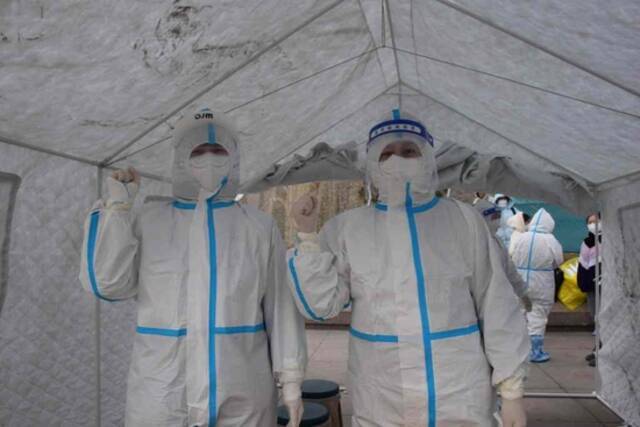 9日，天津市南开区一核酸检测点。新华社记者白佳丽摄
