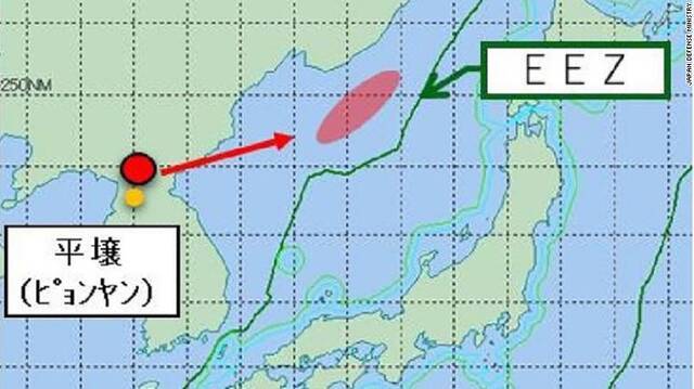 日本防卫省分享的朝鲜导弹飞行路径