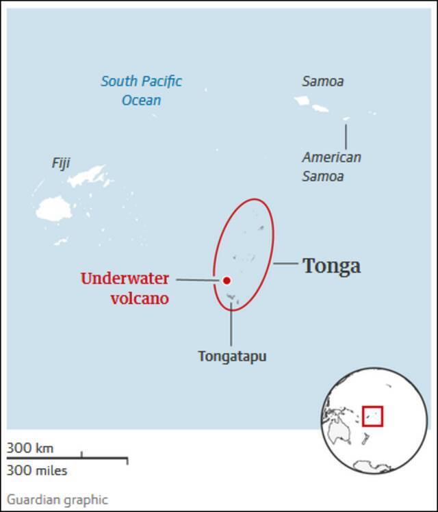 喷发火山地理位置图图自《卫报》