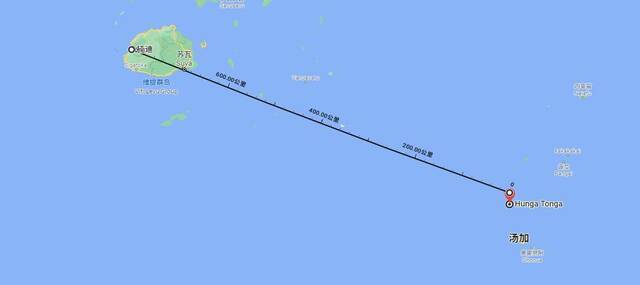 ↑楠迪距离洪阿哈阿帕伊岛火山直线距离808公里，仍然震感明显。