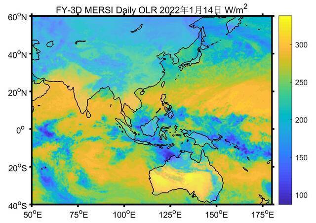 图。 FY-3D MERISI逐日向外长波辐射空间分布图