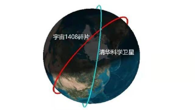 清华科学卫星与宇宙1408碎片交会关系图片来源：空间碎片中心