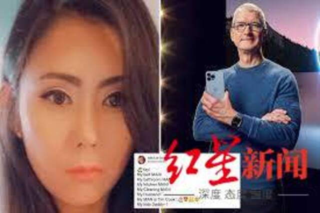▲茱莉亚·李·蔡（左）被法院下令远离苹果公司CEO蒂姆·库克（右）