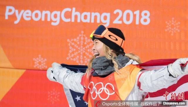 克洛伊·金在平昌冬奥会比赛中。图片来源：Osports全体育图片社