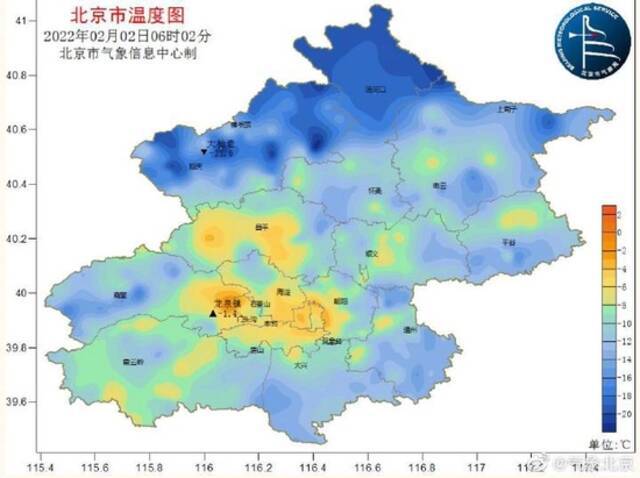 今晨北京气温跌破-10℃，早出门的朋友注意防寒保暖