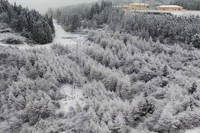 重庆市丰都县110千伏坝丰线1号塔附近被大雪覆盖罗一灵摄