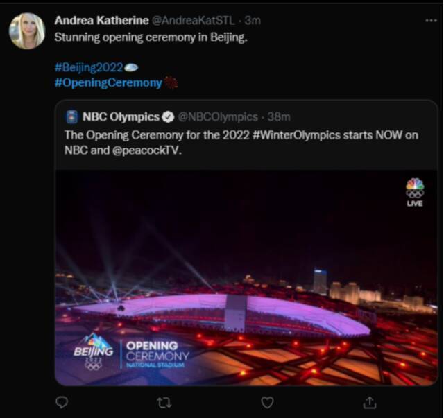 北京冬奥开幕式成全球话题！国际奥委会官方推特：鸡皮疙瘩起来了！