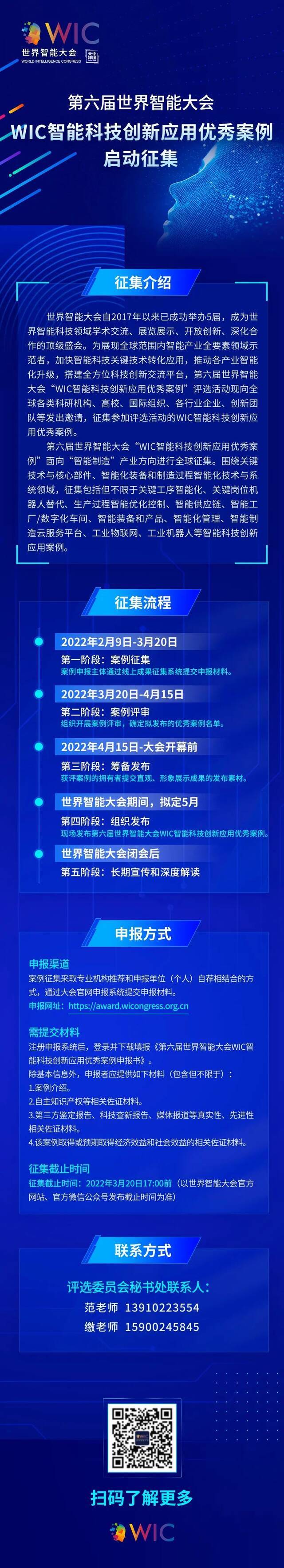 第六届世界智能大会WIC智能科技创新应用优秀案例征集启动啦！