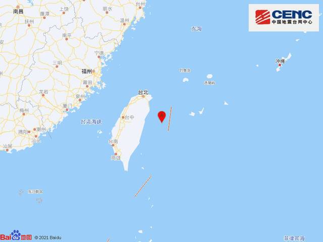 中国地震台网自动测定：中国台湾地区附近发生5.5级左右地震