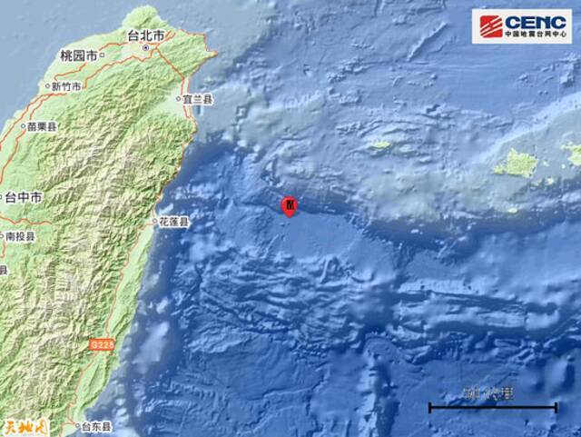 台湾花莲县海域发生5.4级地震 震源深度10千米