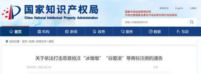 国家知识产权局网站截图