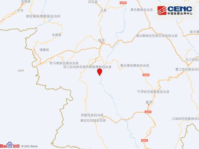 云南临沧市双江县附近发生3.2级左右地震
