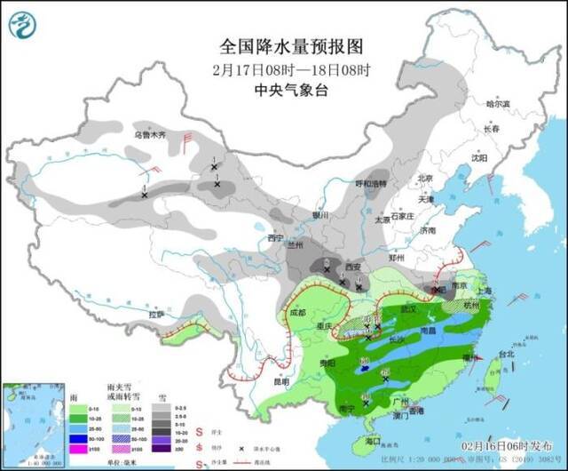 我国中东部地区将有一次明显雨雪天气过程