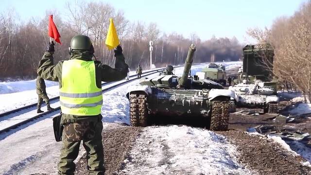 俄军西部军区的T-72B3开始撤军图源：俄罗斯国防部