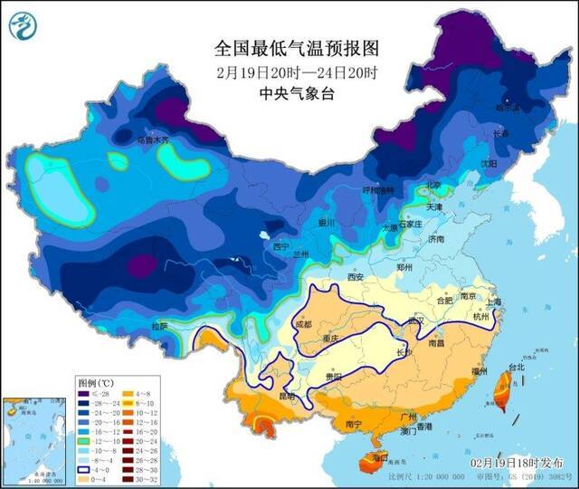 低温蓝色预警继续发布！最低气温4℃线将压至华南中部