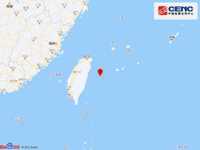 台湾花莲县海域发生4.1级地震，震源深度16千米
