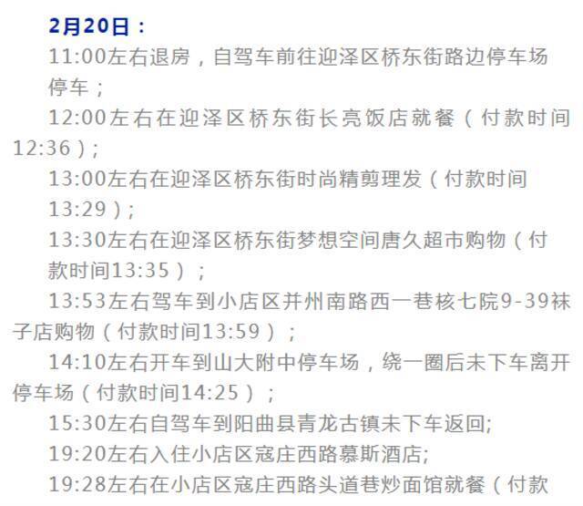 山西忻州新冠病毒阳性感染者，在太原行程轨迹公布