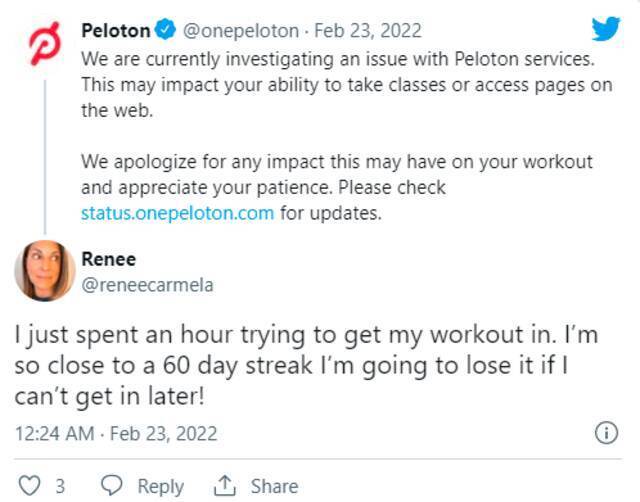 互动健身平台Peloton：出现中断的在线服务已恢复正常