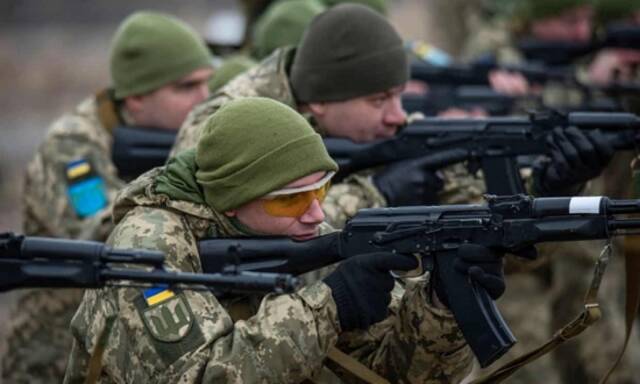 乌克兰平民接受武装部队的训练图源：卫报