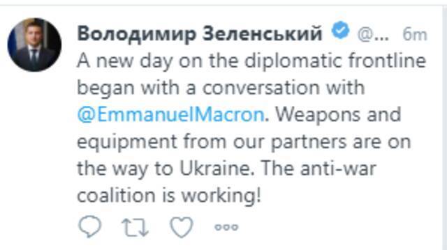 乌克兰总统：法国正向乌克兰运送武器装备