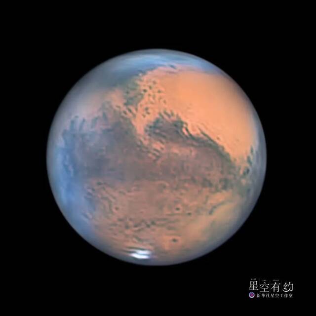 北京市天文爱好者宗海阳2020年10月18日拍摄的火星特写。来源：新华社