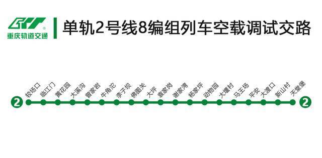 载客量将增加！单轨2号线8编组列车空载调试