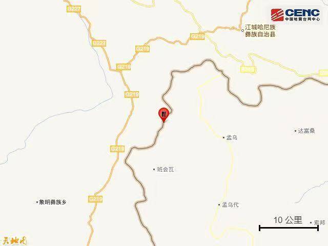 云南普洱江城县发生4.5级地震