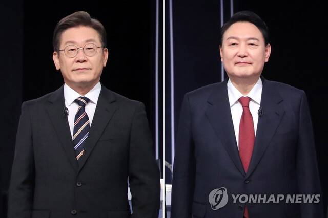 李在明（左）和尹锡悦图源：韩联社/国会摄影记者团