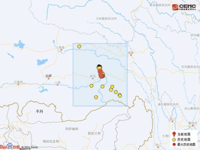 西藏林芝市巴宜区发生3.0级地震 震源深度10千米