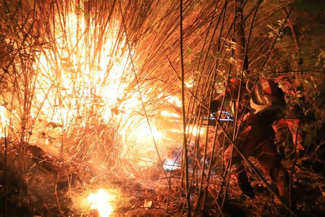 云南森林消防救援人员执行扑火任务。云南森林消防供图
