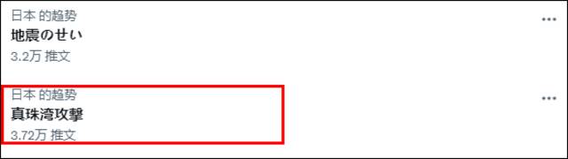 推特日本地区流行趋势话题