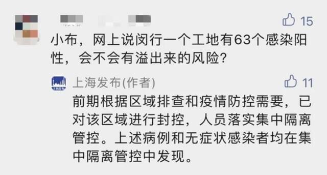 网传上海闵行一工地63人阳性，是否有溢出风险？小区是否封控、何时解封？