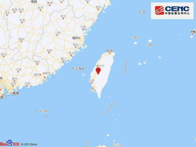 台湾南投县发生4.6级地震 震源深度25千米