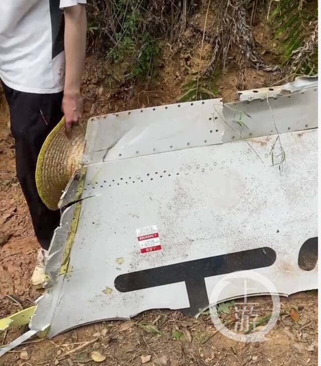 ▲疑似东航客机坠毁后的机体残片。图片来源/视频截图