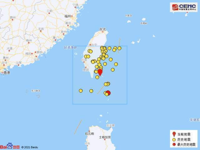 台湾屏东县海域发生4.5级地震 震源深度19千米