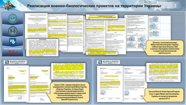 ↑俄国防部公开在乌获取的相关文件资料。