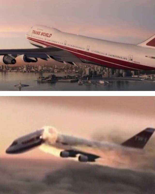 《绝命终结站》故事借镜TWA 800班机空难，飞机爆炸时，机头先脱离了机身。事故也被制成《空中浩劫》的S17E04《Explosive Proof》。（翻摄自A