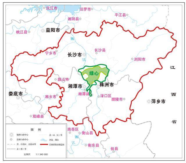 长株潭都市圈区域范围。