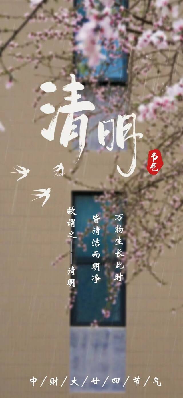 今日清明  杨柳旌旗春色晓，海棠时节曙光新