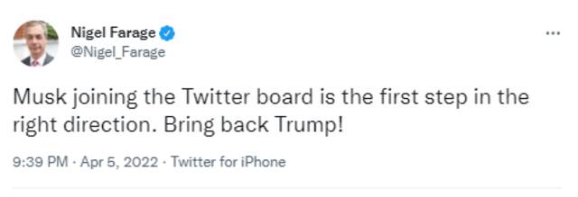 马斯克成推特最大股东后，共和党人立即喊话“让特朗普回来”