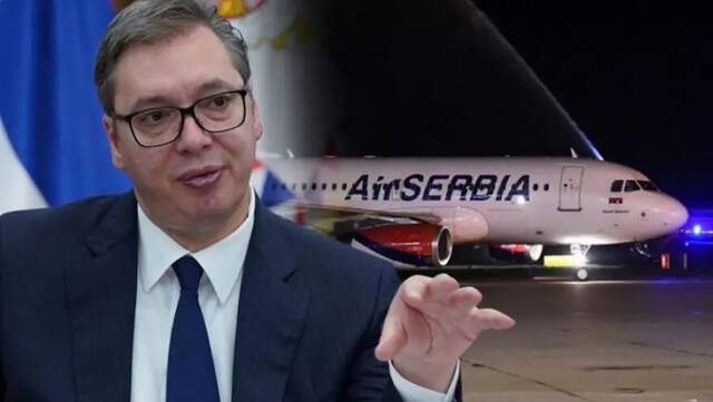 武契奇与塞尔维亚航班资料图，塞尔维亚媒体报道配图