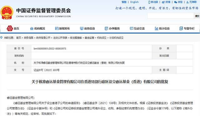 睿远基金再有大动作！香港子公司获批，公募境外子公司超20家