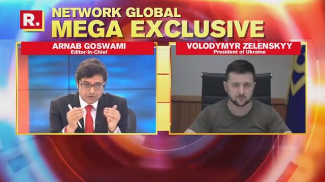 泽连斯基接受印度共和国电视台总编辑戈采访视频截图