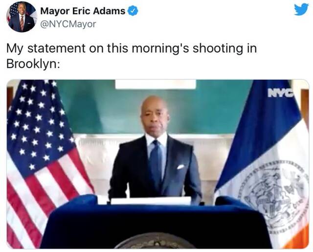 图片来源：纽约市长亚当斯社交媒体截图。