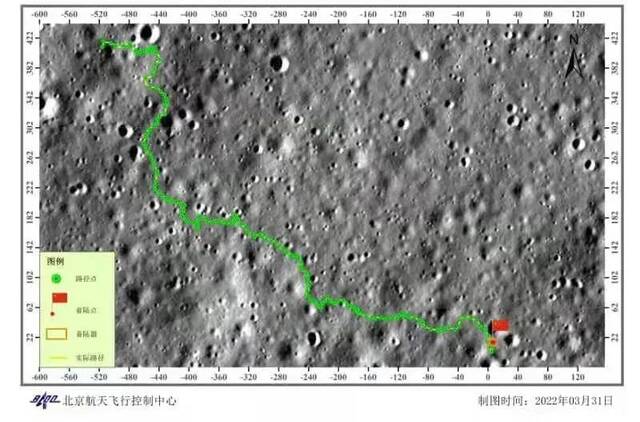 嫦娥四号巡视器前41月昼行驶路线图