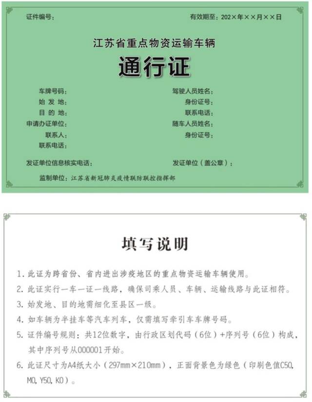 4月25日0点起，江苏正式启用全国统一式样 《重点物资运输车辆通行证》