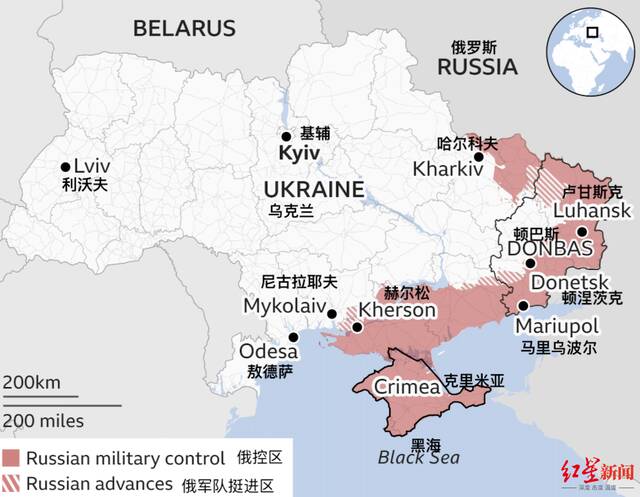 ▲俄乌冲突涉及的关键城市和地区（截至4月20日）