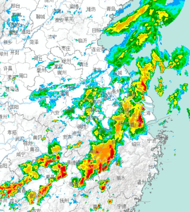 雨带快速东移 上海遇今年来最激烈对流天气！南方5省区仍将有大到暴雨