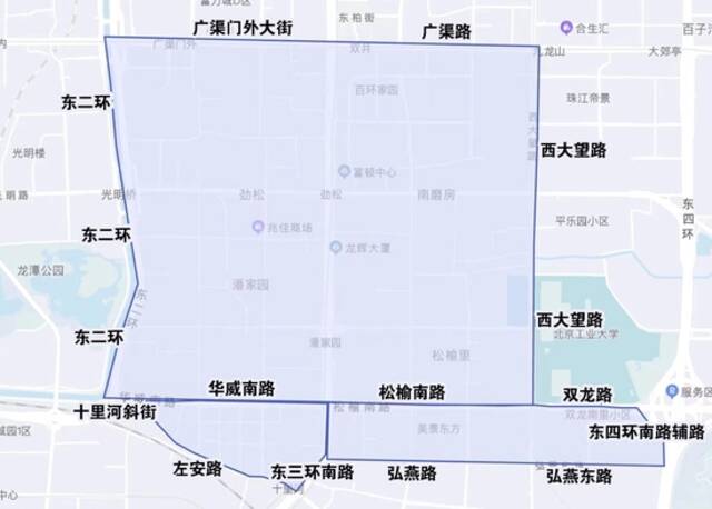 ▲朝阳区临时管控区动态调整范围示意图